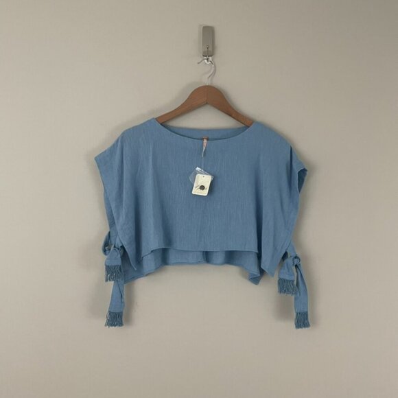 Free People Sundown Crop Top in Rainy Season Sapphire Size Small - Picture 1 of 6